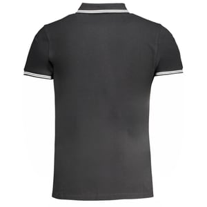 Cavalli Class Polo-Shirt in Schwarz mit weißem Kragen und toned Logo