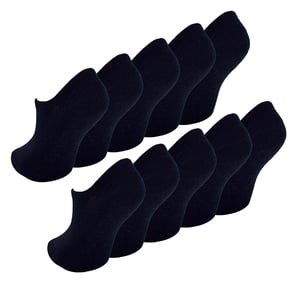 10 Paar Multipack Kids Invisible Socks | Sock Snob | Breathable White No Show Socks für Mädchen & Jungen - Schwarz