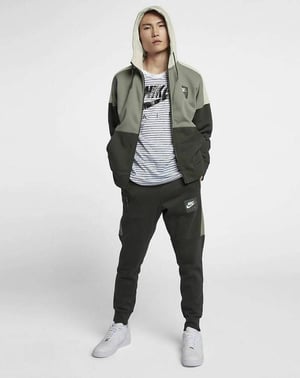 Nike Air Herren Zip durch Trainingsanzug Set Olive Grün