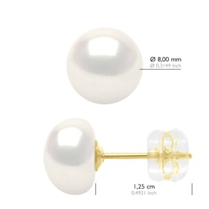 Ohrringe aus Gelbgold – echte Süßwasser-Zuchtperlen, Knopf 8–9 mm