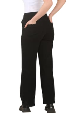 MYT Womens Elasticated High Waist Wide Leg Jeans in Schwarz