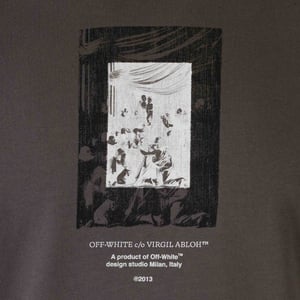 Off-White Paint Mirror Logo Slim Fit Graues T-Shirt