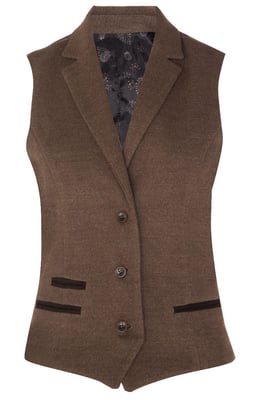Hellbraune Weste aus Tweed im Fischgrätmuster der 1920er-Jahre für Damen