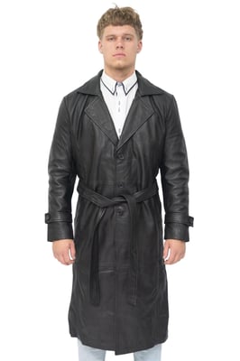 Herren-Trenchcoat aus Leder in voller Länge – Appleton