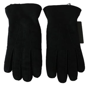 Dolce & Gabbana Herren Schwarze Leder Motorrad Biker Mitten Handschuhe