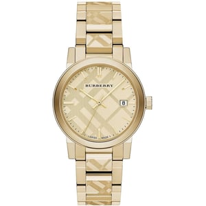 Burberry BU9038 Die Stadt graviert überprüft Gold Unisex-Uhr