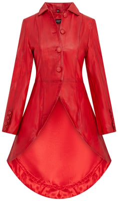 Roter Gothic-Ledermantel in viktorianischer Länge für Damen - Vantaa