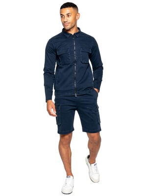 Enzo | Herren Cargo-Trainingsanzug mit Shorts Set - Navy