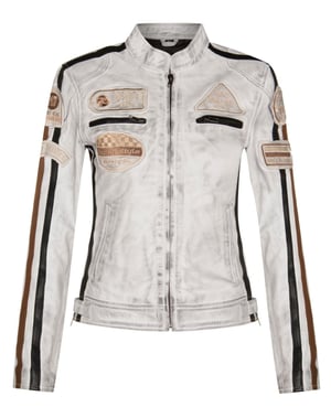 Damen-Lederjacke mit Biker-Rennabzeichen-Agadir