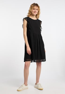 Dreimaster Midikleid mit Rüschen Damen SCHWARZ