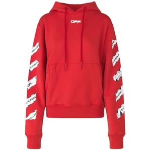 Off-White Airport Tape Diag Roter Kapuzenpullover