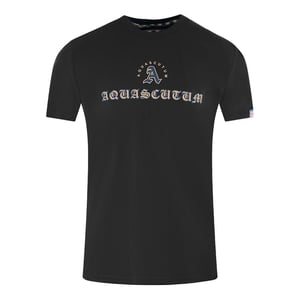 Aquascutum Script Logo Schwarzes T-Shirt