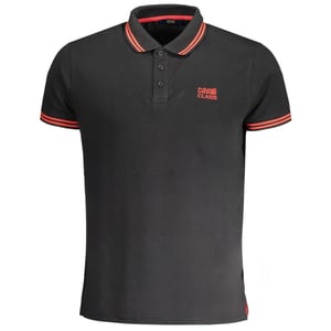 Cavalli Class Polohemd mit kontrastierendem Kragen rot Logo schwarz