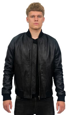 Herren-Bomberjacke im Retro-Uni-Stil aus Leder – Pretoria