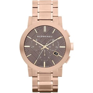 Burberry BU9353 Taupe Chronograph Zifferblatt Rose Gold plattiert Stahl Herrenuhr
