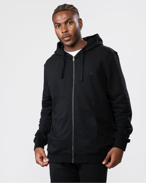 Lyle & Scott Tonal Eagle Jet Black Kapuzenpullover Mit Durchgehendem Reißverschluss
