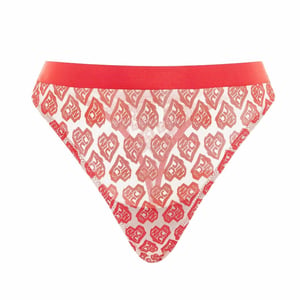 Nicce kontrastierende weiße/rote Frauen Aop Heart Tanga Unterwäsche 211 2 15 10 0469