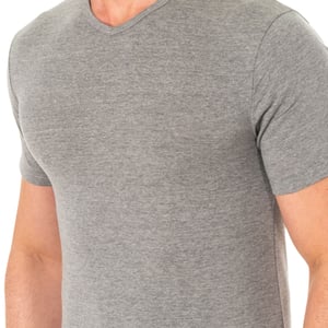 Kurzärmeliges Herren-T-Shirt mit V-Ausschnitt A040X