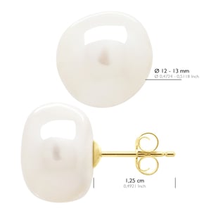 Ohrringe Gelbgold - Echte Süßwasser-Zuchtperlen Barock 12-13 mm