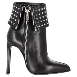 Saint Laurent Paris Faltbare Nieten-Stiefeletten aus schwarzem Leder