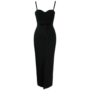 Puma x Rihanna Fenty Front Ruched Cut Out Black Womens Dress 577296 01