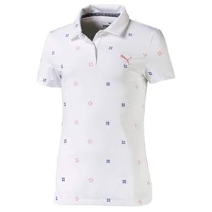 Puma Drycell Ditsy Polo -Hemd Kurzarm weiße Mädchen Top 595453 01