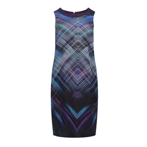 Ärmelloses geometrisch bedrucktes Voile-Kleid
