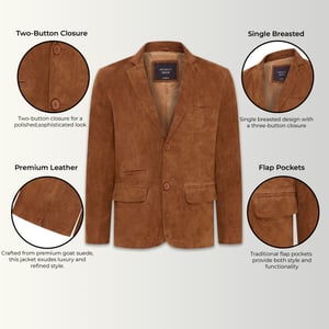 Herren Slim Fit Italienischer Blazer aus Ziegenwildleder in Hellbraun - Somero