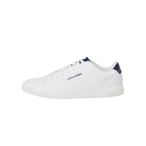 Herren-Turnschuhe von der Marke Jack & Jones. Der Schuh ist aus hochwertigem Kunstleder gefertigt.  Marke: Jack & JonesModellname: BosleyKategorie: HerrenschuheMaterialien: KunstlederFarbe: weiß, marineblau