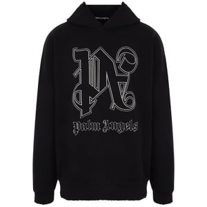 Schwarzer Kapuzenpullover mit Monogramm-Statement-Logo von Palm Angels