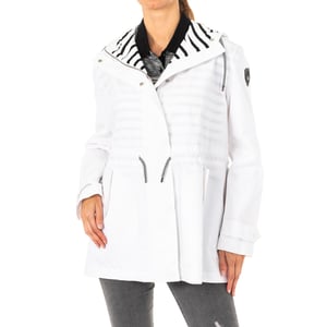 Langärmelige Damenjacke mit fester Kapuze und verstellbarem Kordelzug LWO002
