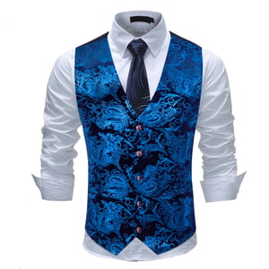 Einreihige Slim Fit Weste mit Print Blau