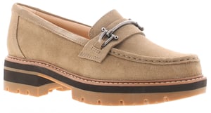 Clarks Damen Flache Schuhe Orianna Bit Leder Slipper beige