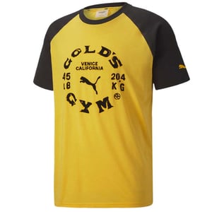 Puma x Gold's Fitnessstudio Raglan Herren gelb/schwarzes T-Shirt