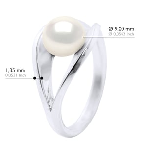 Ring echte Süßwasser-Zuchtperle Knopf 8-9 mm