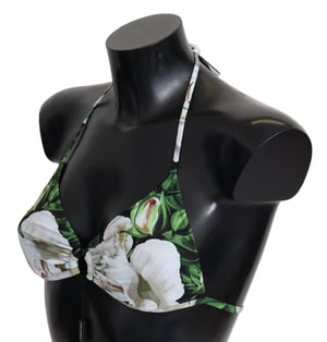 Dolce & Gabbana Women's Multicolor Floral Print Halter Swimwear Bikini Top