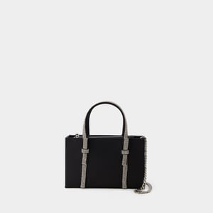 Midi-Handtasche mit Schleife - Kara - Leder - Schwarz