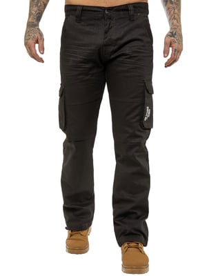 Enzo | Herren Cargo Combat Jeans - Schwarz