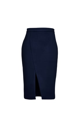 Marineblauer Bleistiftrock aus Mufflonimitat