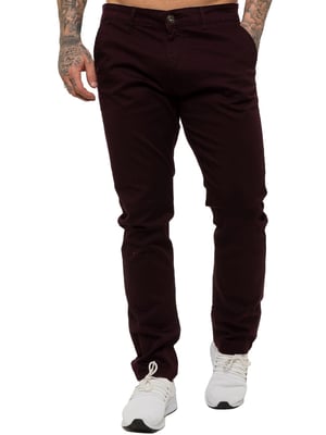 Enzo | Herren Slim Fit Stretch Chino Jeans - Burgunderrot