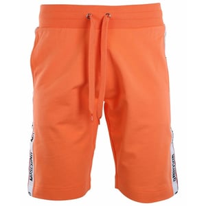 Orangefarbene Shorts mit Moschino-Logo und Tape-Beinen
