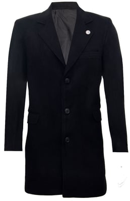 Langer Slim-Fit-Mantel aus schwarzer Wolle für Herren