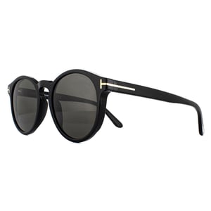 Tom Ford Runde Unisex-Sonnenbrille glänzend schwarz grau rauch
