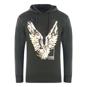 Cavalli Class Goldener Adler Logo Schwarzer Hoodie