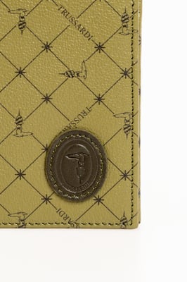 Portefeuille en cuir vert pour hommes Trussardi