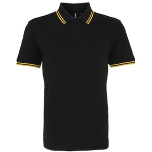 Asquith & Fox Herren Classic Fit Tipped Polo Shirt (Schwarz/Gelb)
