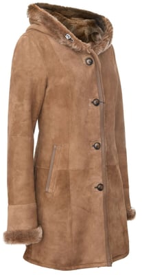 Damen-Parka-Mantel aus Wildleder und Merino-Schaffell-Tripoli
