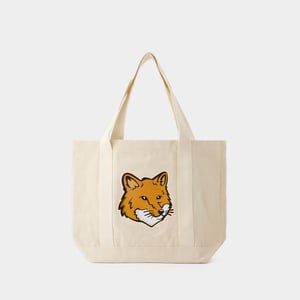 Tote Bag Fox Head - Maison Kitsune - Baumwolle - Beige