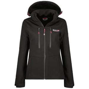 Geografische Norwegen-Jacke für Damen. Die Jacke ist aus hochwertigem Polyester und Elastan gefertigt und hat ein warmes Innenfutter.  Marke: Geographical NorwayModellname: Softshell Jacket TimmexKategorie: Softshelljacke DamenMaterialien: Polyester und ElastanFarbe: schwarz