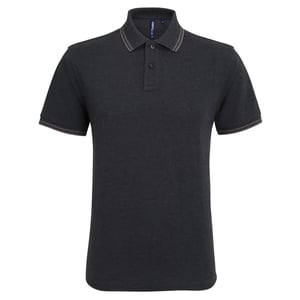 Asquith & Fox Herren Classic Fit Tipped Polo Shirt (Schwarzes Heidekraut/Charcoal)